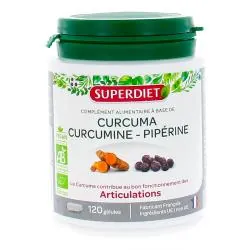 SUPERDIET Curcuma, curcumine piperine bio 120 gélules