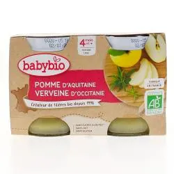 BABYBIO Fruits - Petits pots à la pomme d'Aquitaine et Vanille dès 4 mois 2x130g