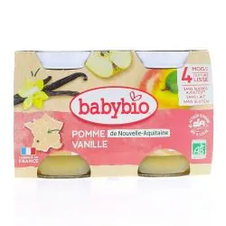 BABYBIO Fruits - Petits pots à la pomme d'Aquitaine et Vanille dès 4 mois 2x130g