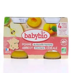 BABYBIO Fruits - Petits pots Pomme / Abricot / Céréale dès 4 mois 2x130g