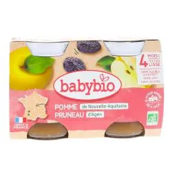 BABYBIO Fruits - Petits pots pomme / pruneau dès 4 mois 2x130g