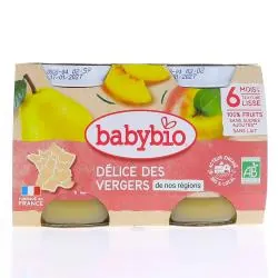 BABYBIO Fruits - Petits pots Délice des vergers de France dès 6 mois 2x130g