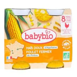 BABYBIO Repas du Midi - Petits pots Maïs doux et poulet dès 8 mois 2x200g