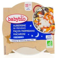 BABYBIO Repas du Soir - Petit plat Aubergine de Provence façon Parmigiana, macaroni 260g dès 15 mois