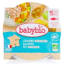 BABYBIO Repas du Midi - Petit plat Méli-mélo de légumes, saumon, riz dès 15 mois 260g