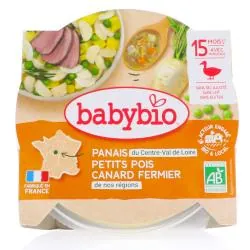 BABYBIO Repas du Midi - Petit plat Panais, petits pois, canard fermier du Poitou dès 15 mois 260g