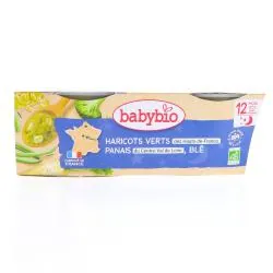 BABYBIO Repas du soir - Petits bols Haricots verts, panais, blé dès 12 mois 2x200g