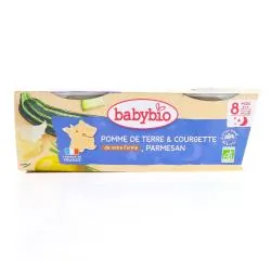 BABYBIO Repas du Soir - Petits bols Ecrasé de pommes de terre, courgette, parmesan dàs 8 mois 2x200g