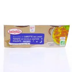 BABYBIO Repas du Soir - Petits bols carottes, tomates, polenta dès 12 mois 2x200g