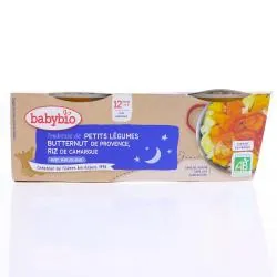 BABYBIO Repas du Soir - Petits bols Tendresse de petits légumes, riz dès 12 mois 2x200g
