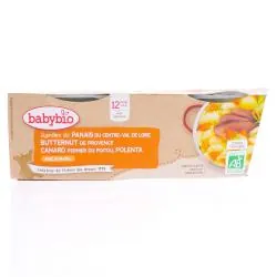 BABYBIO Repas du Midi - Petits bols Panais, courge butternut, canard fermier, polenta dès 12 mois 2x200g