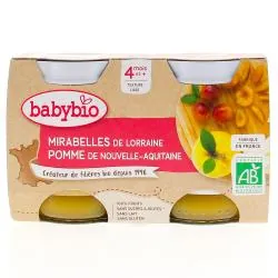 BABYBIO Fruits - Petits pots Mirabelle, pommes dès 4 mois 2x130g