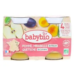 BABYBIO Fruits - Petits pots Mirabelle, pommes dès 4 mois 2x130g