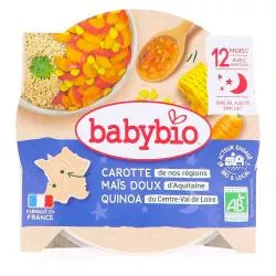 BABYBIO Repas du Soir - Petit plat Fondue de carotte maïs doux d'Aquitaine quinoa, dès 12 mois 230g