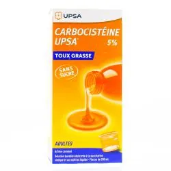 CARBOCISTEINE UPSA 5% sirop toux grasse sans sucre flacon 200ml