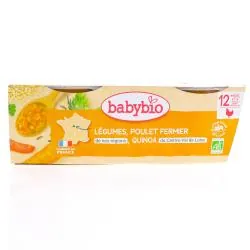 BABYBIO Repas du Midi - Bol Mijoté de légumes Poulet fermier du Poitou, Quinoa 2X200g
