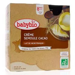BABYBIO Desserts Lactés - Gourdes crème semoule cacao dès 8 mois 4x85g