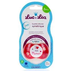 LUC ET LEA Sucette silicone symétrique 6m+ "J'aime ma maman"