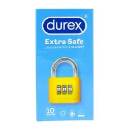 DUREX Préservatifs Extra Safe - Préservatifs Extra Lubrifiés  - Boite De 10 Préservatifs