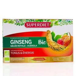 SUPERDIET Ginseng, gelée royale et acérola Bio 20 ampoules de 15ml