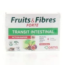 ORTIS Fruits & Fibres forte transit intestinal action rapide boîte de 12 cubes