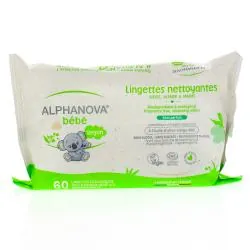 ALPHANOVA Bébé - Lingettes nettoyantes écologiques et biodégradables à l'huile d'olive bio paquet de 60