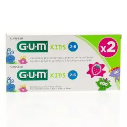 GUM Kids dentifrice fluoré goût fraise 2-6 ans lot de 2 tubes 50ml