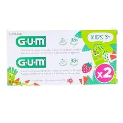 GUM Kids dentifrice fluoré goût fraise 3ans+ lot de 2 tubes 50ml
