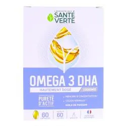 SANTÉ VERTE Oméga 3 1000mg de DHA mémoire & concentration 60 capsules