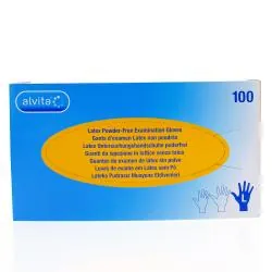ALVITA Gants d'examen Latex non poudrés boîte de 100 taille l