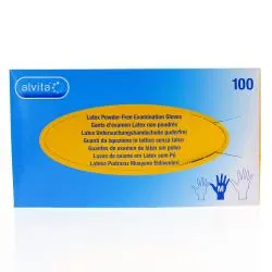 ALVITA Gants d'examen Latex non poudrés boîte de 100 taille m
