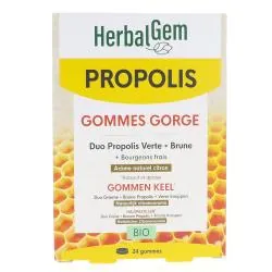 HERBALGEM Propolis Gommes Gorge Large Spectre bio x24 arôme citron