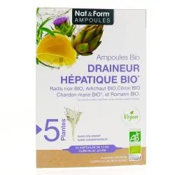 NAT & FORM Draineur Hépatique bio 20 ampoules de 10ml