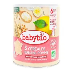 BABYBIO 5 céréales banane pomme 6 mois et + pot de 220g