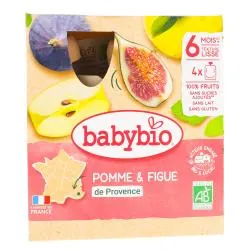 BABYBIO Fruits - Gourdes Pomme et Figue de Provence 4x90g