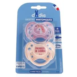 DODIE Duo Sucettes +6 mois anatomiques silicone fille