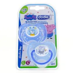 DODIE Sucettes +18 mois anatomiques Peppa Pig silicone x2 REF A81