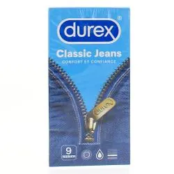 DUREX Préservatifs Classic Jeans - Préservatifs Lubrifiés boîte de 9 préservatifs