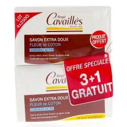 CAVAILLÈS Savon pain surgras extra doux fleur de coton x3 250gr +1grauit
