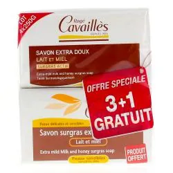 ROGÉ CAVAILLÈS Savon pain surgras extra doux Lait et miel x3 250gr + 1 gratuit