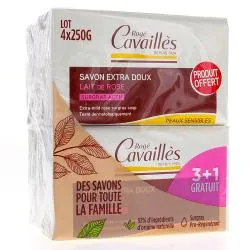 CAVAILLÈS Savon pain surgras extra doux Lait de rose x3 250gr + 1 gratuit