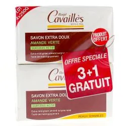 CAVAILLÈS Savon pain surgras extra doux Amande verte x3 250gr + 1 gratuit