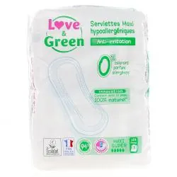 LOVE&GREEN Serviettes Maxi Hypoallergéniques x14