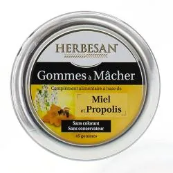 HERBESAN Gommes à mâcher au miel et propolis x45