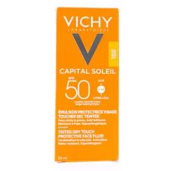 VICHY Capital Soleil - Emulsion Protectrice Visage toucher sec teintée SPF50 tube 50 ml
