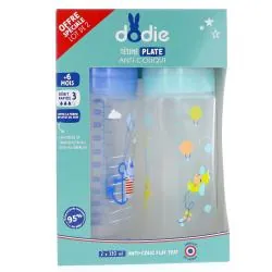 DODIE Biberon anti-colique tétine plate duo bleu/vert