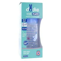 DODIE Biberon anti-colique tétine plate bleu 270ml