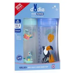DODIE Biberon anti-colique avec tétine ronde 3 vitesses Oiseaux 2x330ml