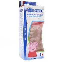 DODIE Biberon Initiation+ anti-colique avec tétine ronde 3 vitesses 270ml peppa pig rose