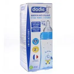 DODIE Biberon Initiation+ anti-colique avec tétine ronde 3 vitesses 270ml bleu